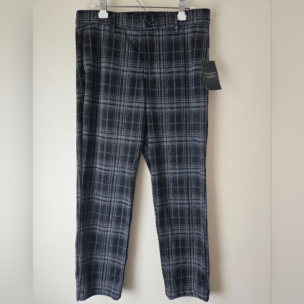 Lee, straight leg, charcoal, grey, plaid, comfortable, pants, size 14